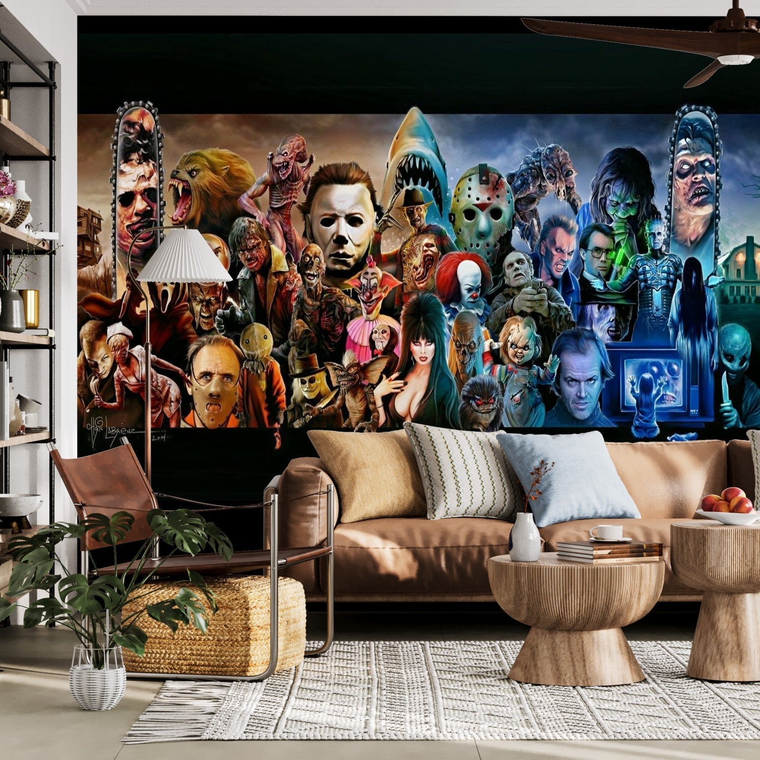 Horror Wall Mural Art, Horror Wallpaper Peel And Stick, Removable Decal Self Adhesive Wall Paper, Made In The USA by Funktasic Walls